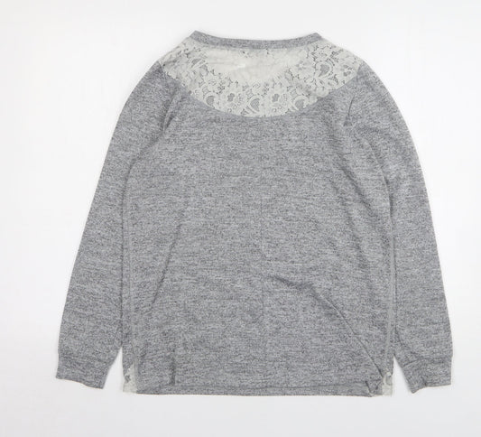 F&F Womens Grey Round Neck Polyester Pullover Jumper Size 16