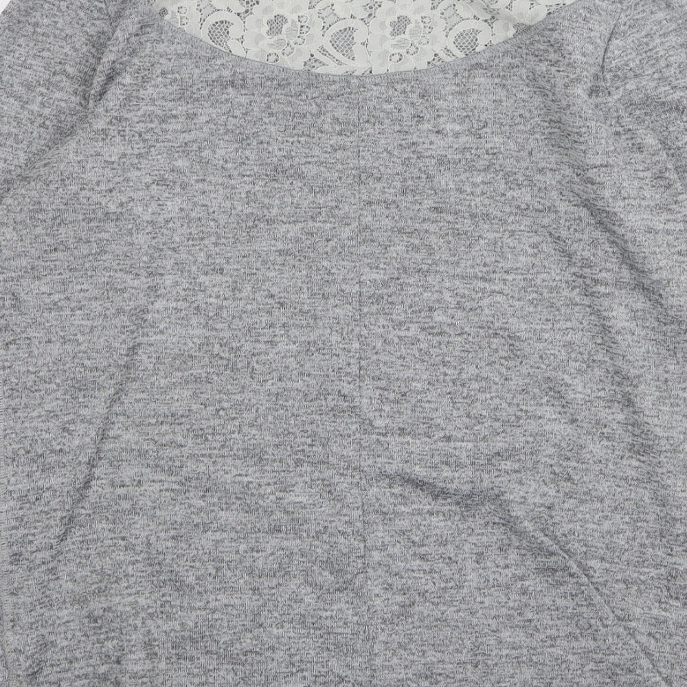 F&F Womens Grey Round Neck Polyester Pullover Jumper Size 16