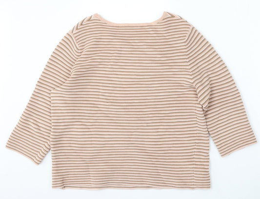 Gerry Weber Womens Pink Round Neck Striped Viscose Pullover Jumper Size M