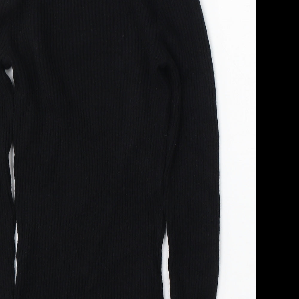 Primark Womens Black Mock Neck Viscose Pullover Jumper Size S