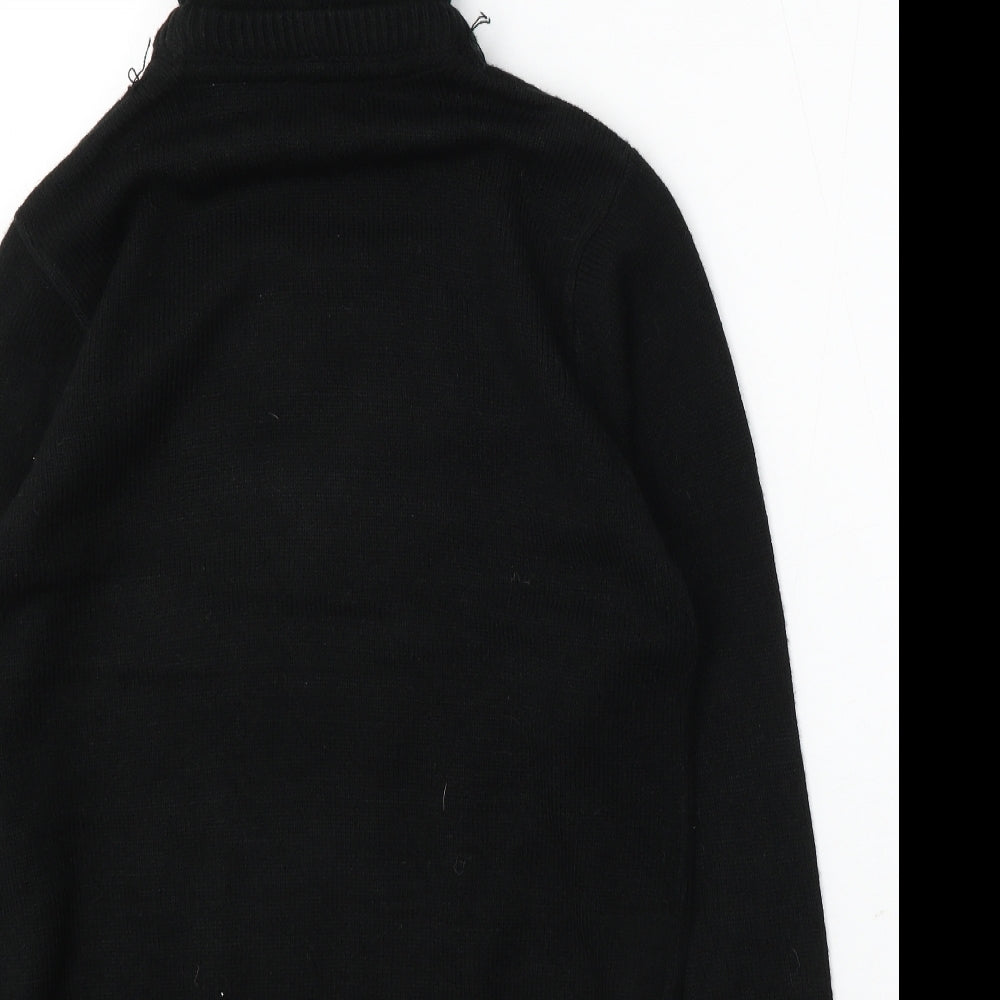 Peacocks Mens Black Round Neck Acrylic Pullover Jumper Size S - Penguin Jumper