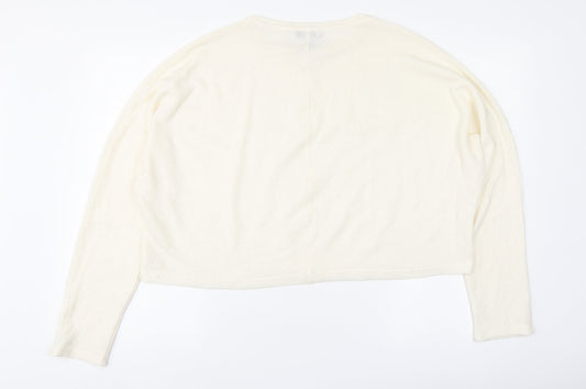 New Look Womens Ivory Round Neck Acrylic Pullover Jumper Size L