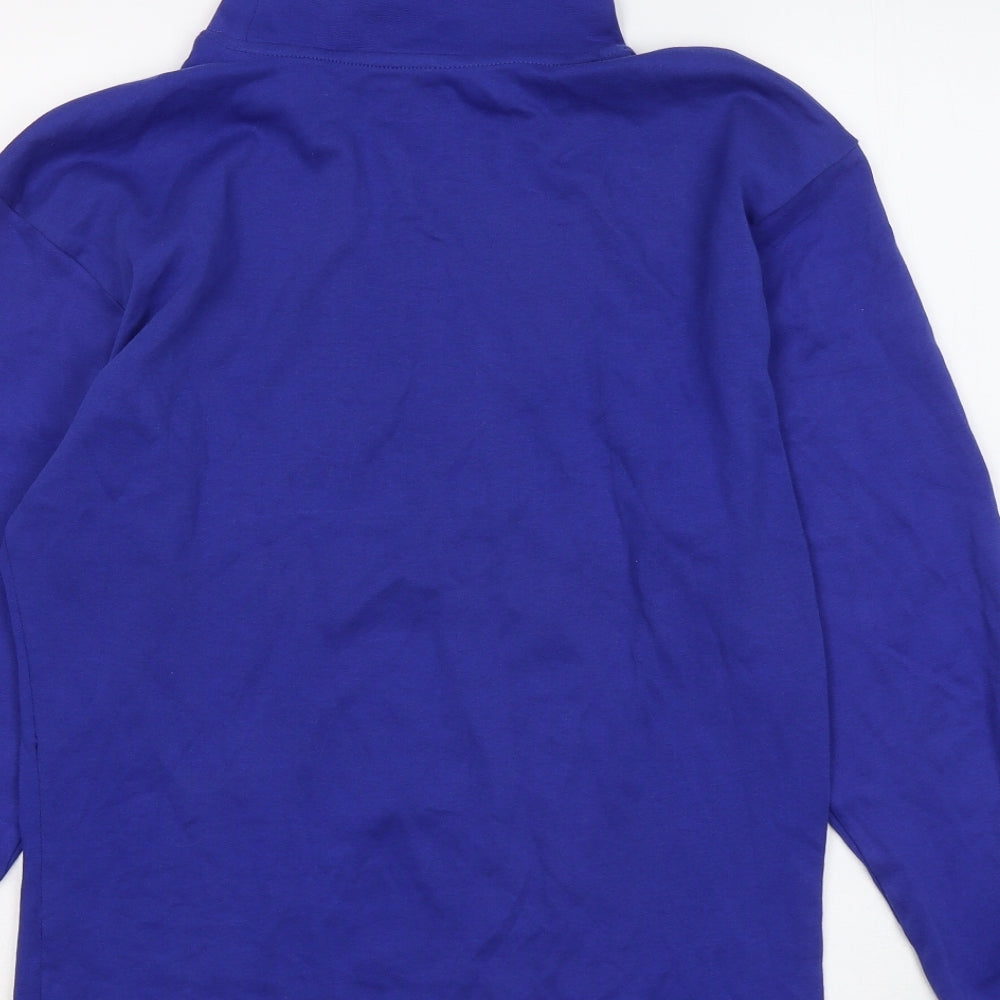 Crane Mens Blue Mock Neck Cotton Pullover Jumper Size M