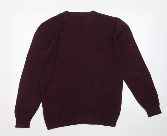 Greenwoods Mens Purple Round Neck Cotton Pullover Jumper Size M