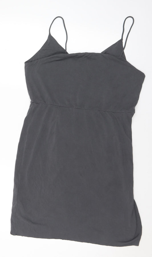 H&M Womens Grey Modal Slip Dress Size L V-Neck