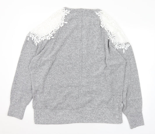 Dorothy Perkins Womens Grey Round Neck Polyester Pullover Jumper Size 18