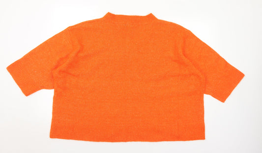 Boohoo Womens Orange V-Neck Polyester Pullover Jumper Size M