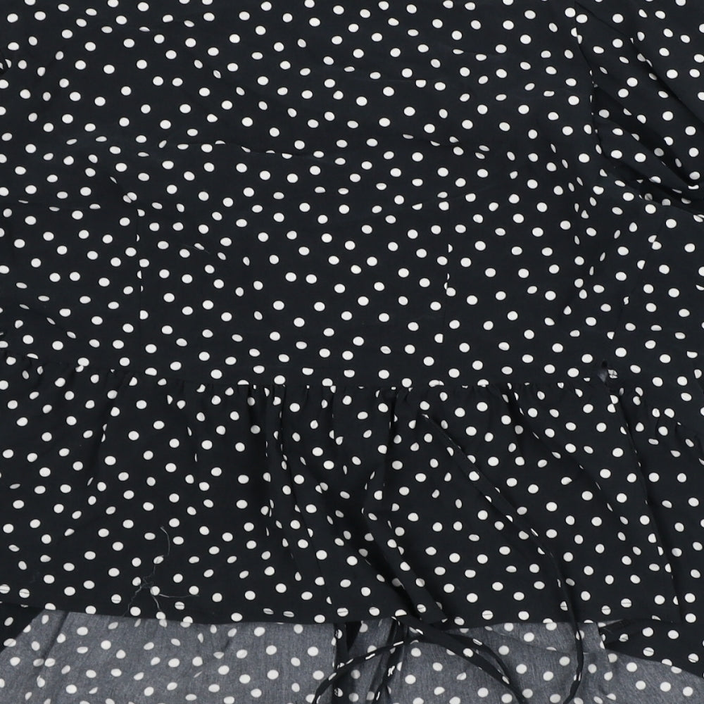 George Womens Black Polka Dot Viscose Tunic Blouse Size 10 Round Neck