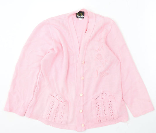 Womens UK Size S Florida Pink Cardigan Jumper