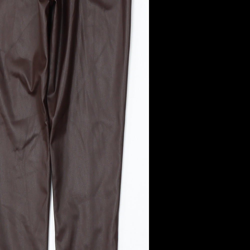F&F Womens Brown Polyurethane Skinny Jeans Size 10 L27 in Regular