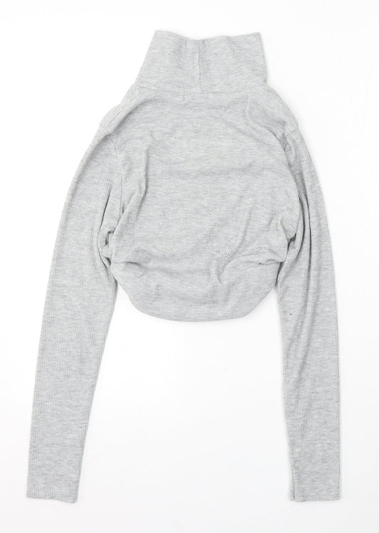 Boohoo Womens Grey Mock Neck Polyester Pullover Jumper Size 10