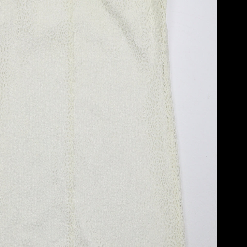 F&F Womens Ivory Polyester A-Line Size 12 Round Neck Pullover