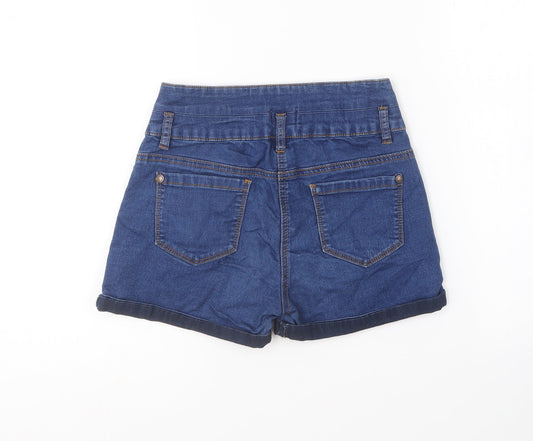 Dunnes Stores Womens Blue Cotton Hot Pants Shorts Size 25 in L5 in Regular