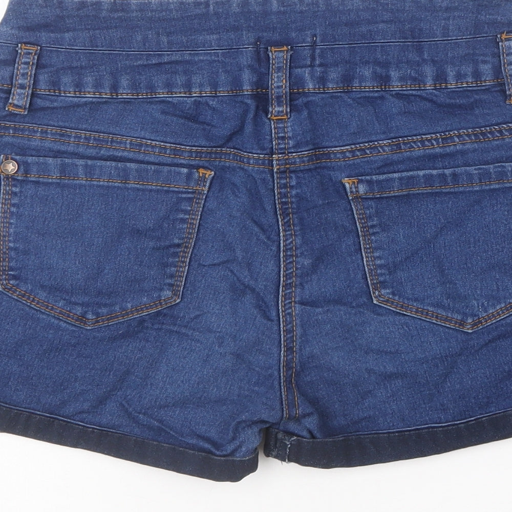 Dunnes Stores Womens Blue Cotton Hot Pants Shorts Size 25 in L5 in Regular