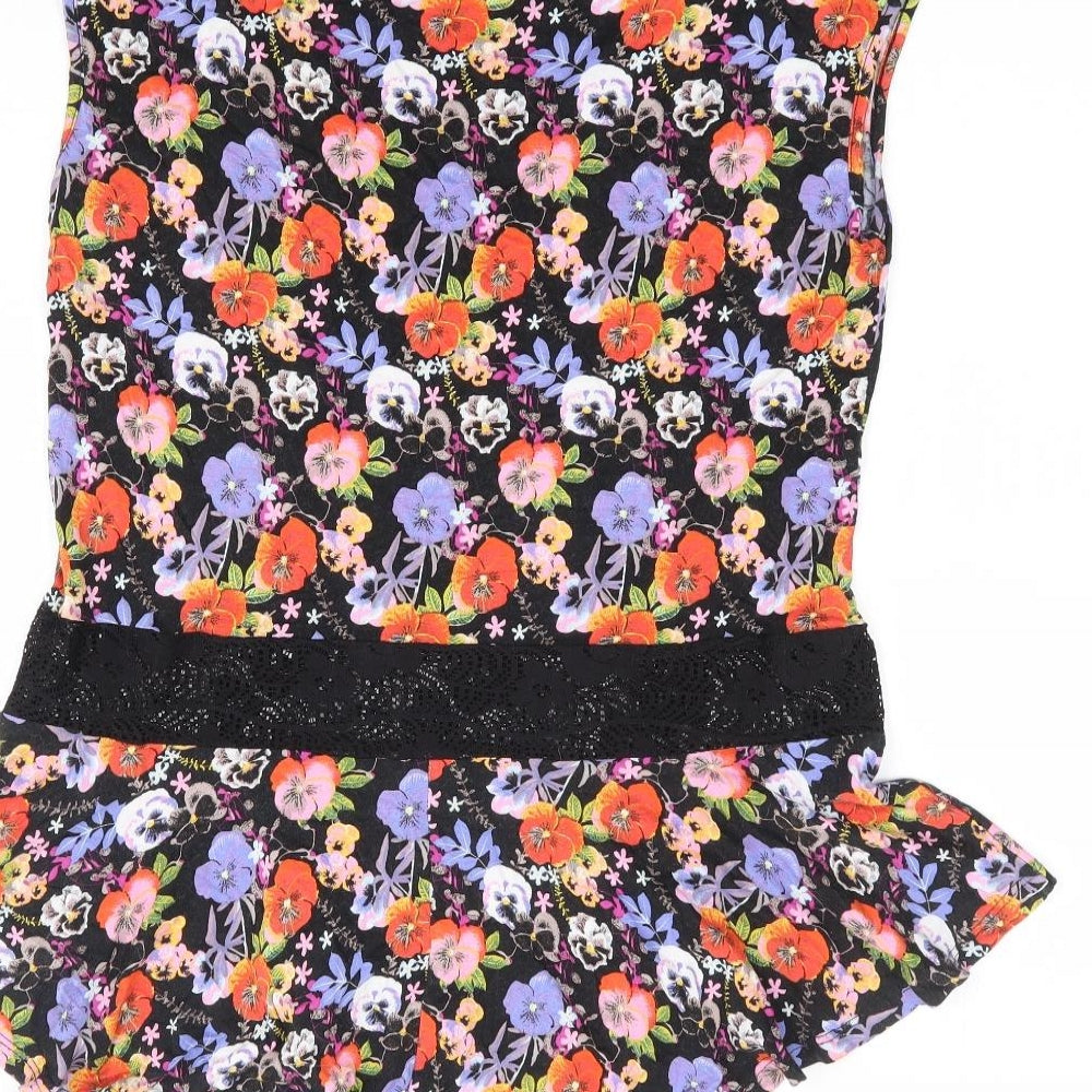 George Womens Multicoloured Floral Viscose Jersey Tank Size 12 Round Neck