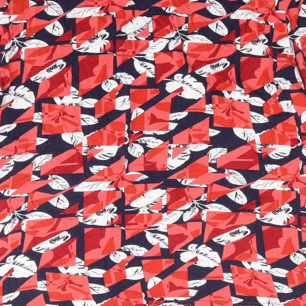 Autonomy Womens Red Geometric Viscose Jersey T-Shirt Size 16 Round Neck