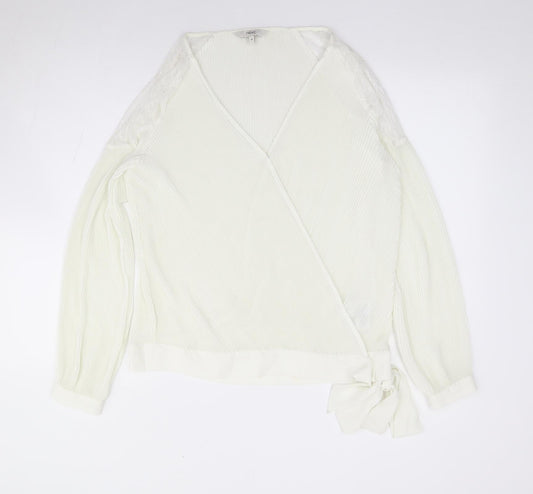 Womens UK Size 10 NEXT Ivory Wrap Blouse