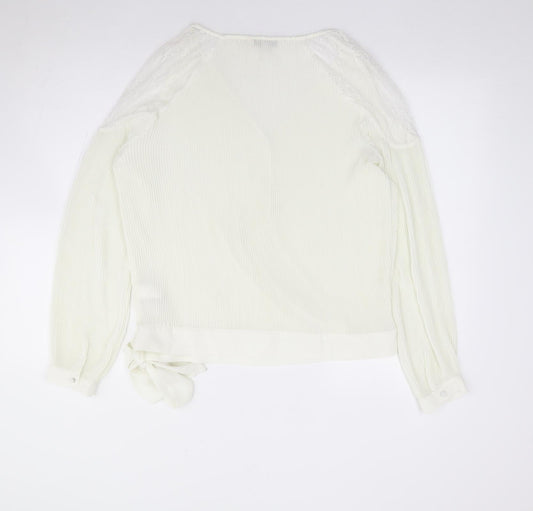 Womens UK Size 10 NEXT Ivory Wrap Blouse