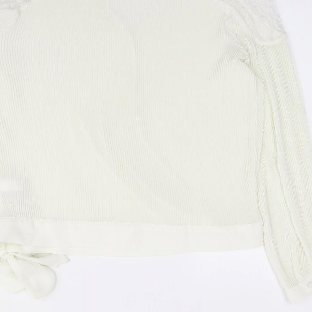 Womens UK Size 10 NEXT Ivory Wrap Blouse