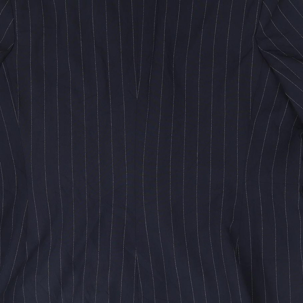 Marks and Spencer Womens Blue Striped Polyester Jacket Suit Jacket Size 20