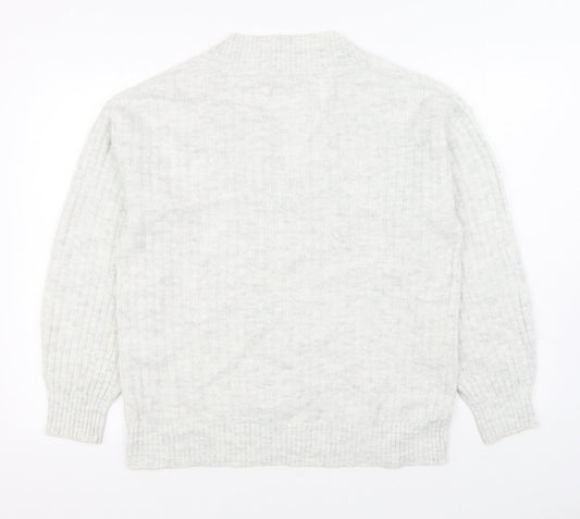 TU Womens White V-Neck Acrylic Pullover Jumper Size 10