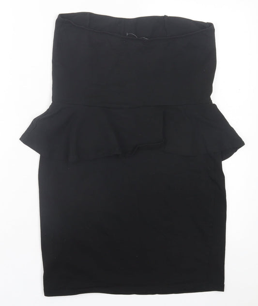New Look Womens Black Cotton Bodycon Size 14 Off the Shoulder Pullover - Bandeau Dress