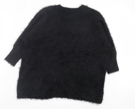 Womens UK Size S FOREVER 21 Black Cardigan Jumper