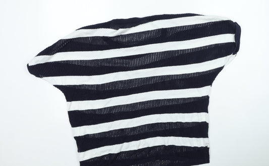 George Womens Blue Striped Cotton Basic T-Shirt Size 18 Round Neck