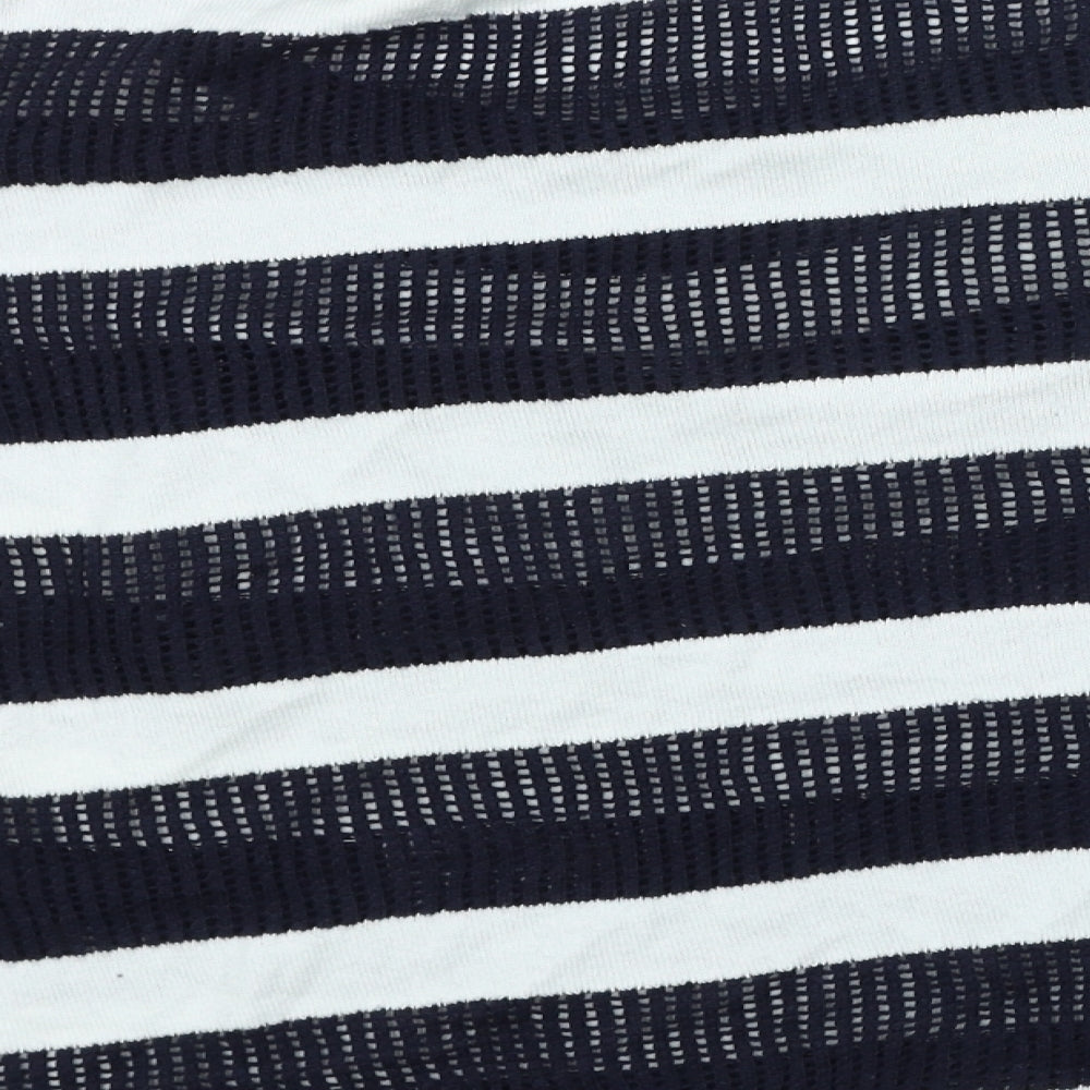 George Womens Blue Striped Cotton Basic T-Shirt Size 18 Round Neck