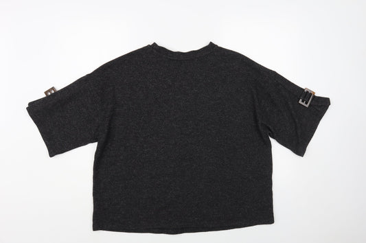 F&F Womens Grey Crew Neck Polyester Pullover Jumper Size 14