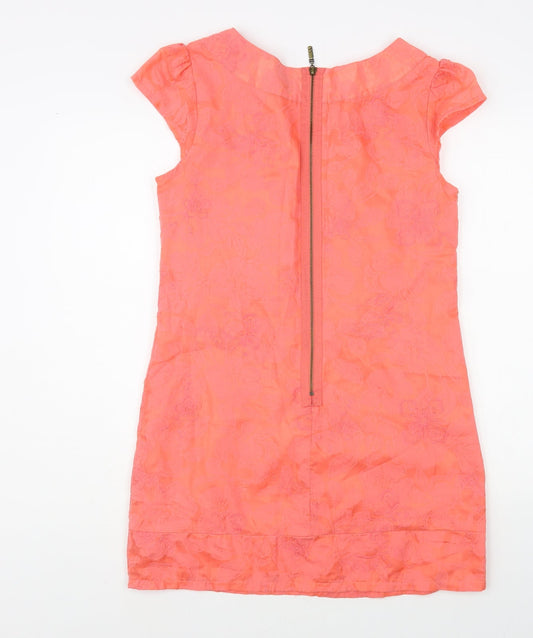 AX Paris Womens Pink Floral Polyester Tunic Blouse Size 12 Boat Neck