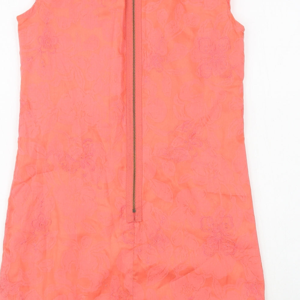 AX Paris Womens Pink Floral Polyester Tunic Blouse Size 12 Boat Neck