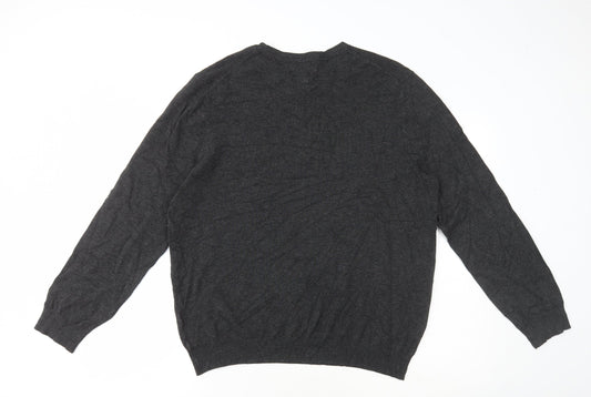 Debenhams Mens Grey V-Neck Viscose Pullover Jumper Size L