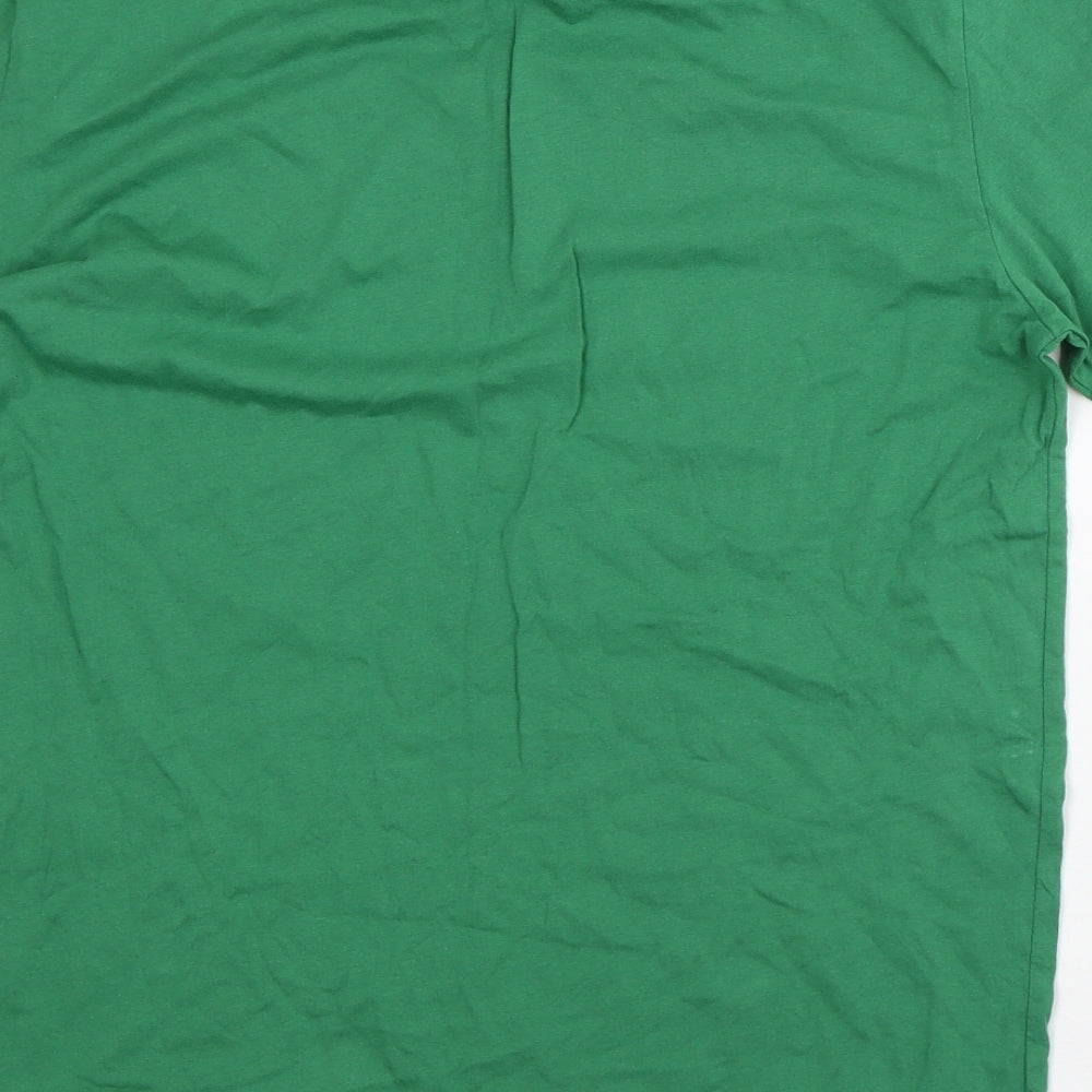 Tommy Hilfiger Mens Green Cotton T-Shirt Size XL Round Neck