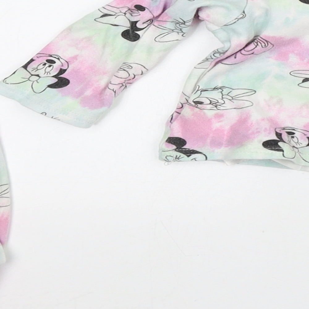 Brand and care label for Disney girls’ multicoloured geometric cotton robe pyjama set, size 9-12, months - minnie mouse