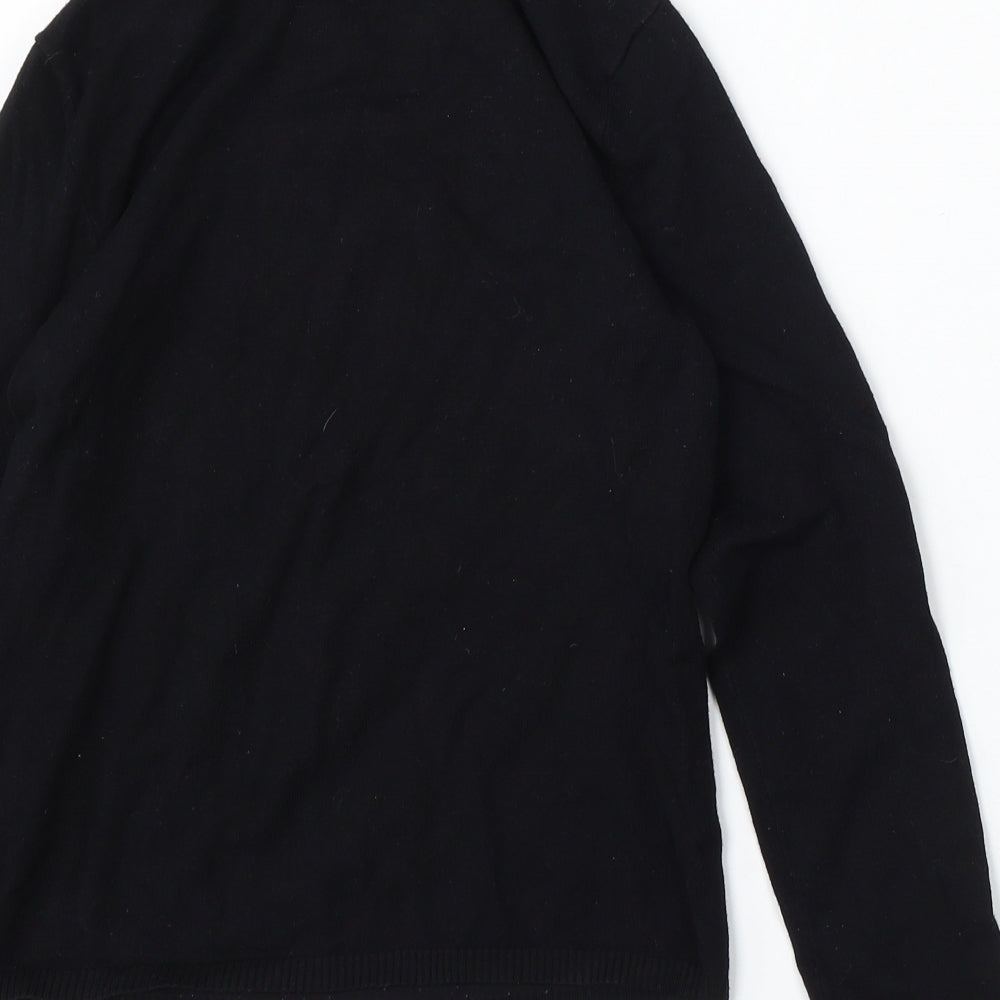 AMARANTO Womens Black Roll Neck Polyester Pullover Jumper Size S