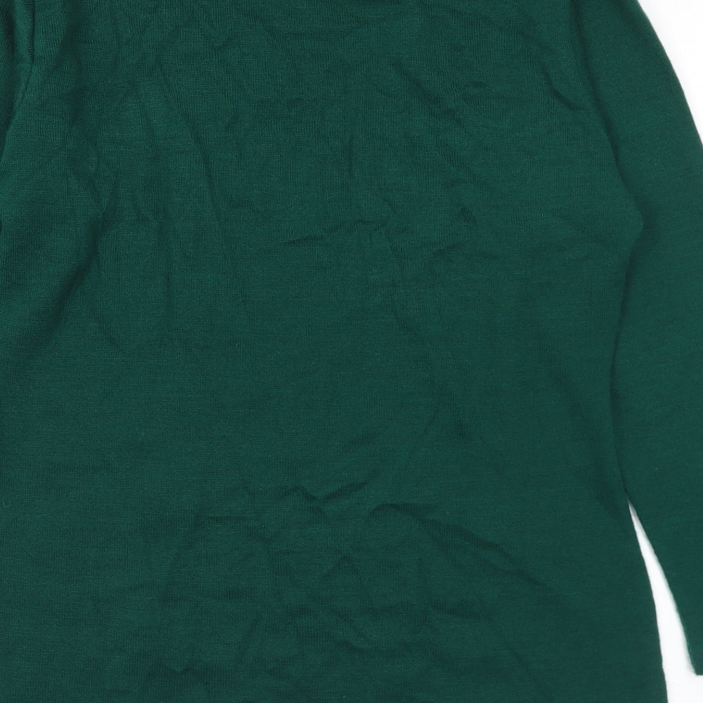Camilla Womens Green Mock Neck Acrylic Pullover Jumper Size 14