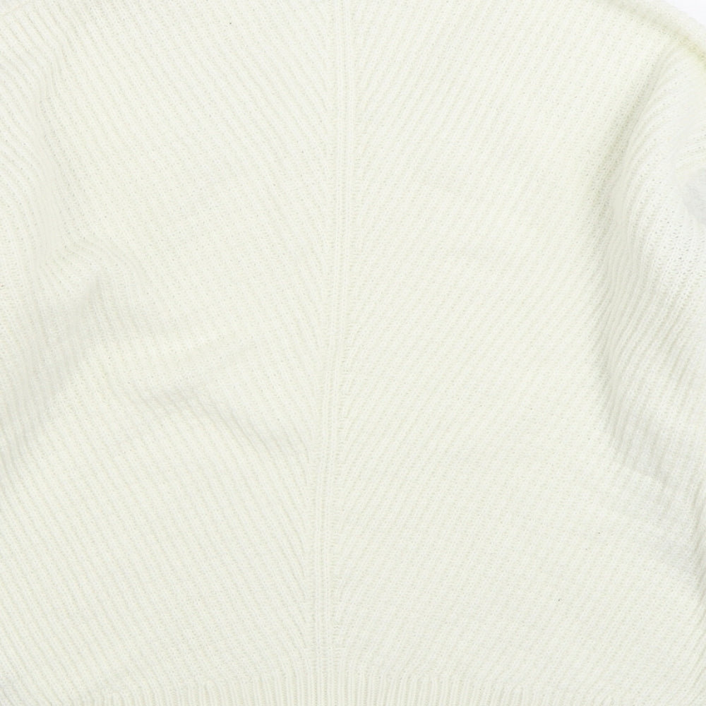 Primark Womens White Round Neck Acrylic Pullover Jumper Size S