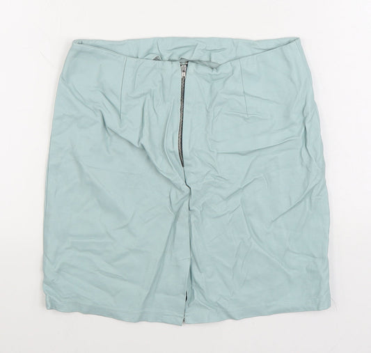 Primark Womens Blue Polyurethane A-Line Skirt Size 12 Zip