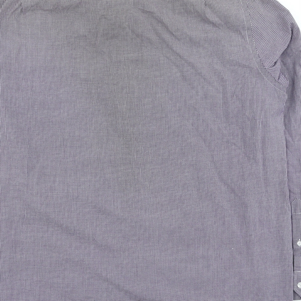 George Mens Purple Check Polyester Button-Up Size 44 Collared
