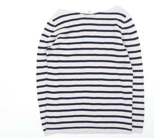 Gap Womens Pink Scoop Neck Striped Cotton Pullover Jumper Size M