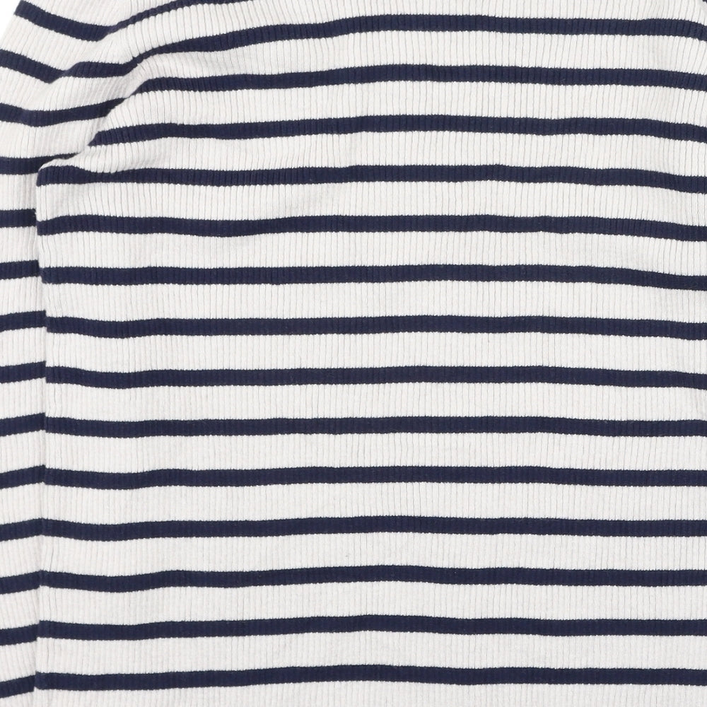 Gap Womens Pink Scoop Neck Striped Cotton Pullover Jumper Size M