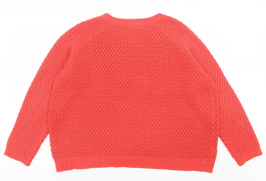 George Womens Red Crew Neck Acrylic Pullover Jumper Size L