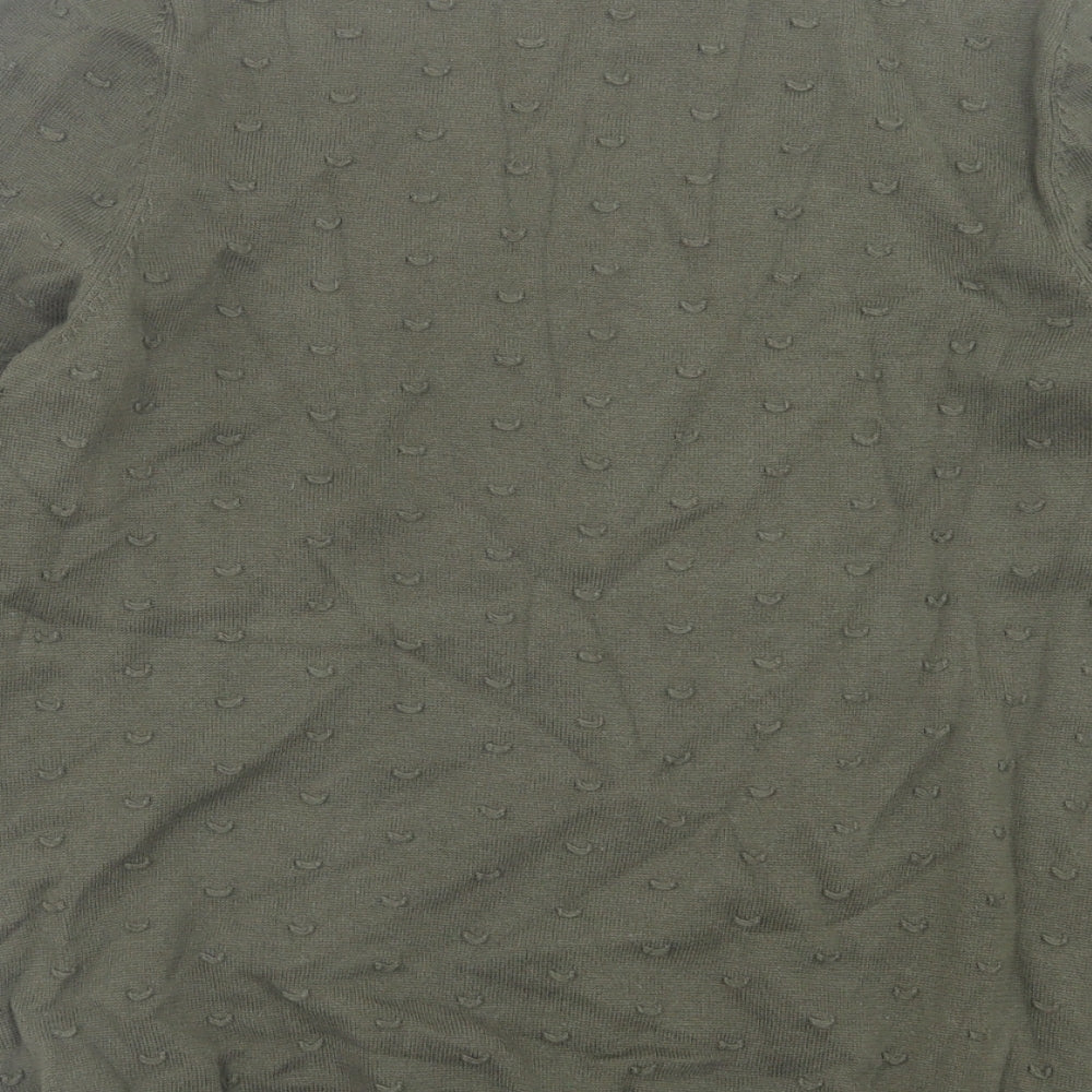 TU Womens Green Crew Neck Cotton Pullover Jumper Size 14