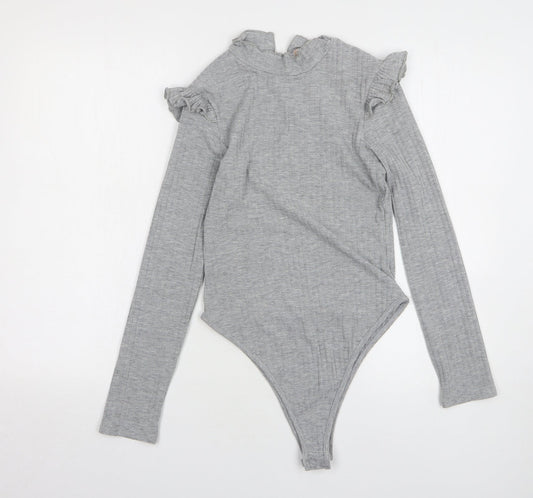 Womens UK Size 10 Misspap One-Piece Grey Bodysuit