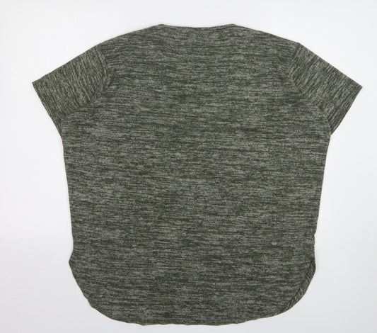 Select Womens Green V-Neck Polyester Pullover Jumper Size 16