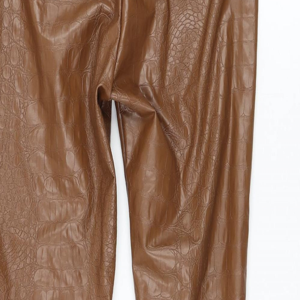 Womens UK Size M Preworn Regular Fit Brown Trousers