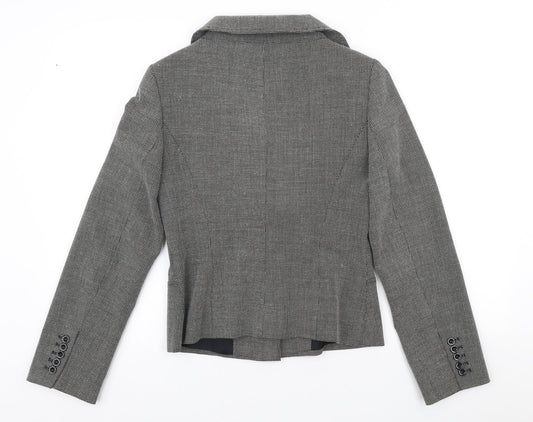 Wallis Womens Grey Geometric Polyester Jacket Suit Jacket Size 10