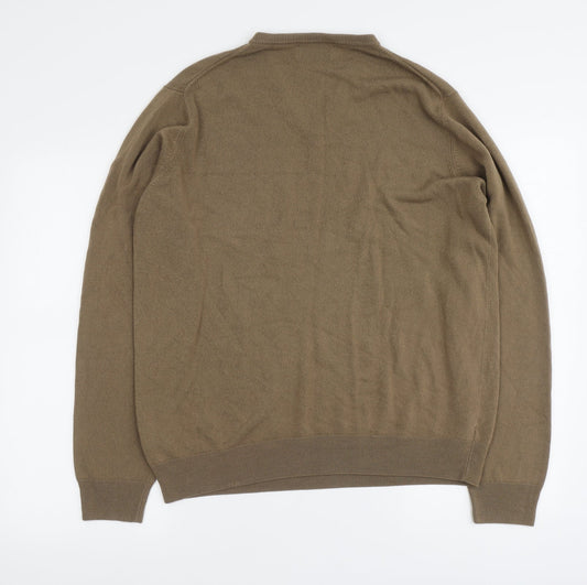 Blue Harbour Mens Beige V-Neck Acrylic Pullover Jumper Size L