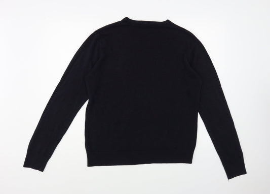 Cedar Wood State Mens Blue V-Neck Acrylic Pullover Jumper Size L